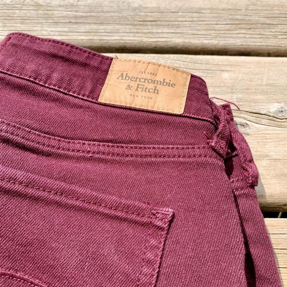💙 Abercrombie & Fitch Burgandy Skinny Jeans Stretchy Denim Size 2R - Picture 5 of 5